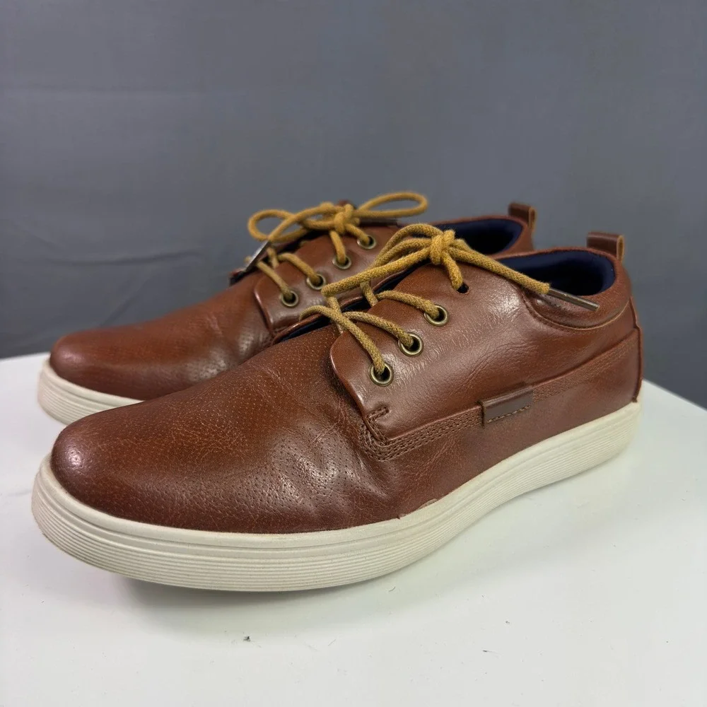 Ashford Hayes Dozer-Y Sneakers Mens 5 Brown Faux Leather Low Top Lace Up Shoes